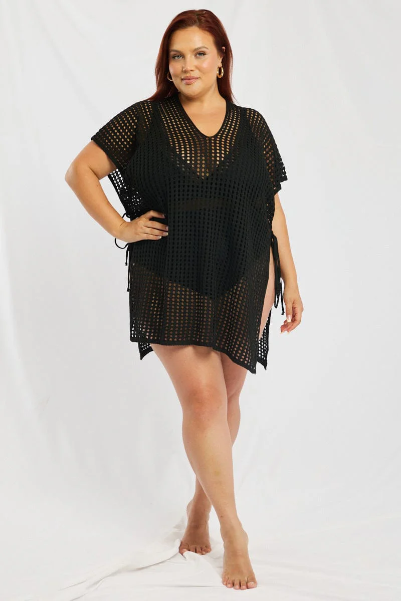 Black Beach Mini Dress Cover Up - Image 2
