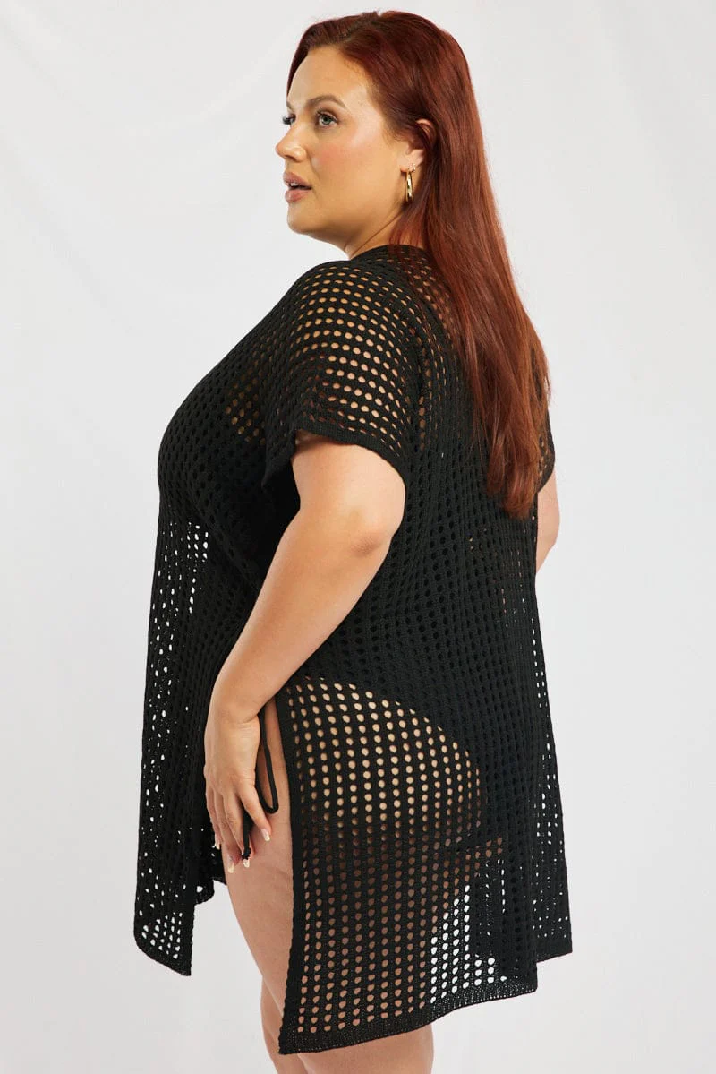 Black Beach Mini Dress Cover Up - Image 3
