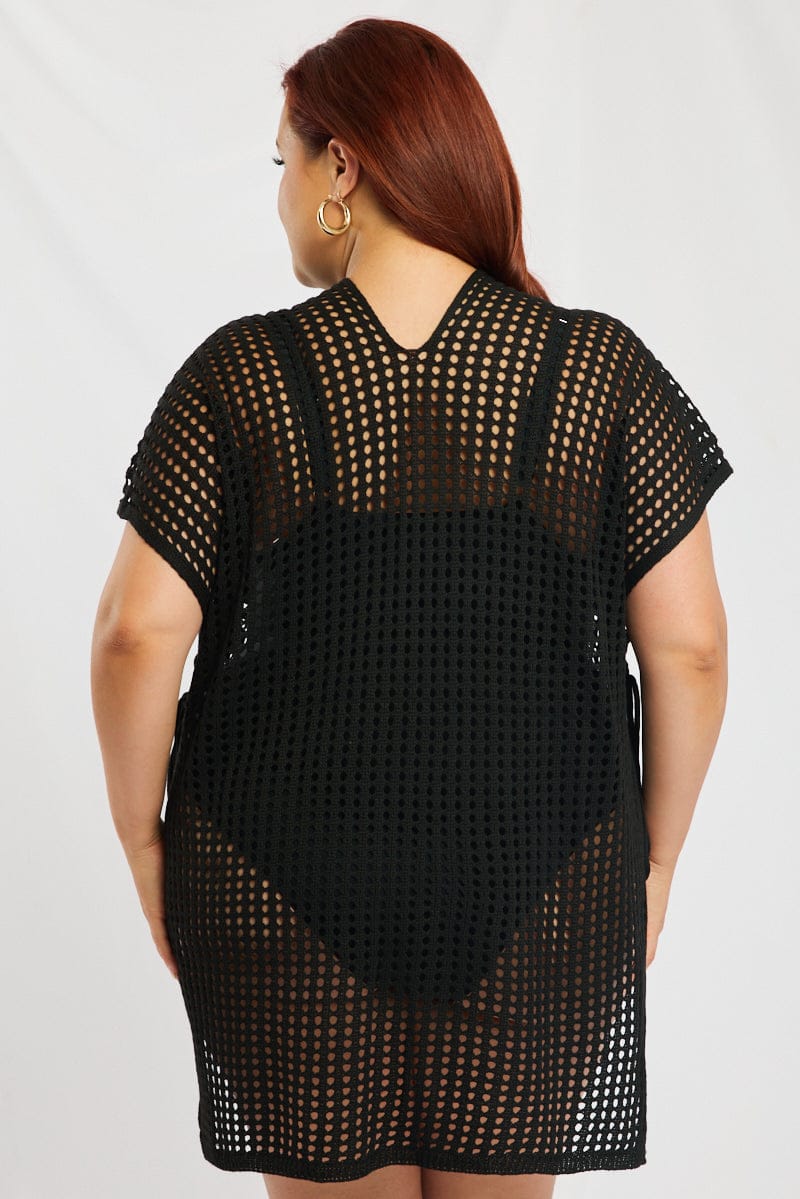 Black Beach Mini Dress Cover Up - Image 4