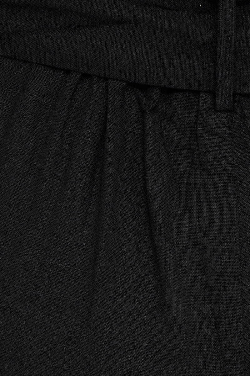 Black Belted Pant Wide Leg Linen Blend With Beltloops - Image 5
