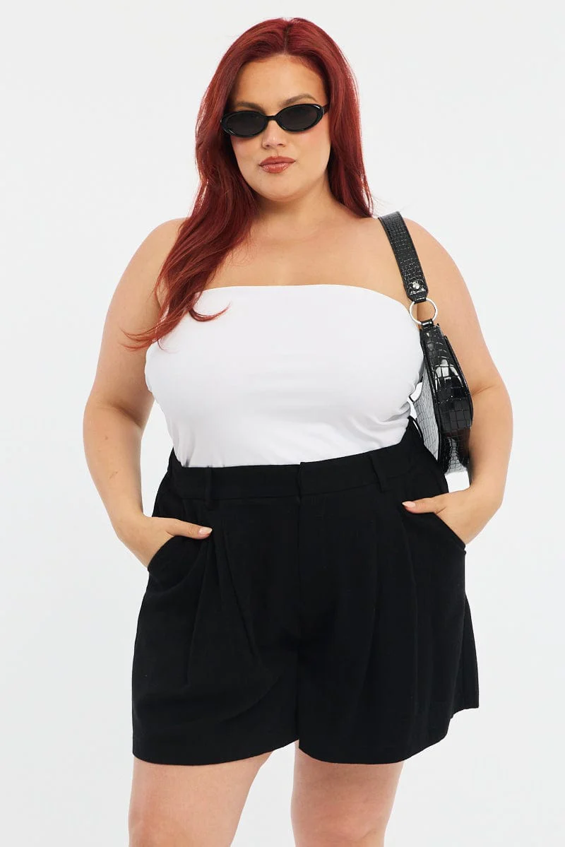 Black Bermuda Shorts Elastic Waist