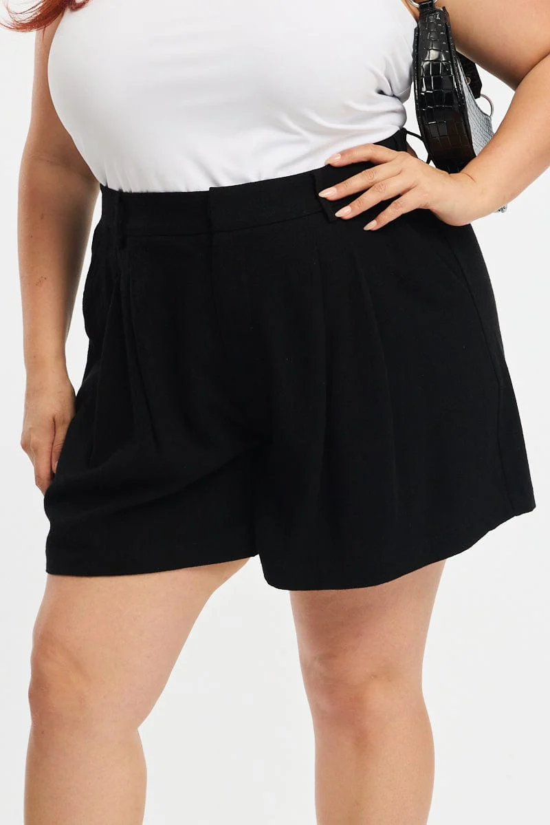 Black Bermuda Shorts Elastic Waist - Image 2
