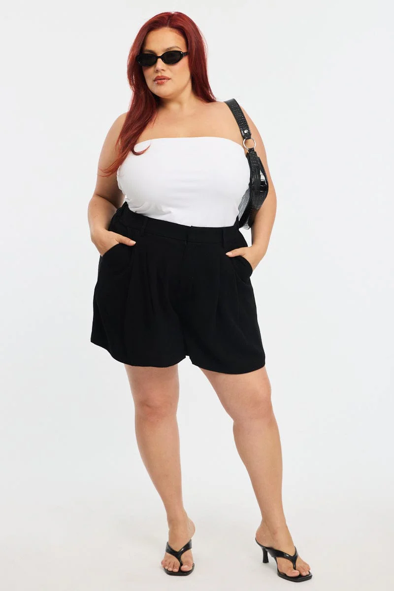 Black Bermuda Shorts Elastic Waist - Image 3