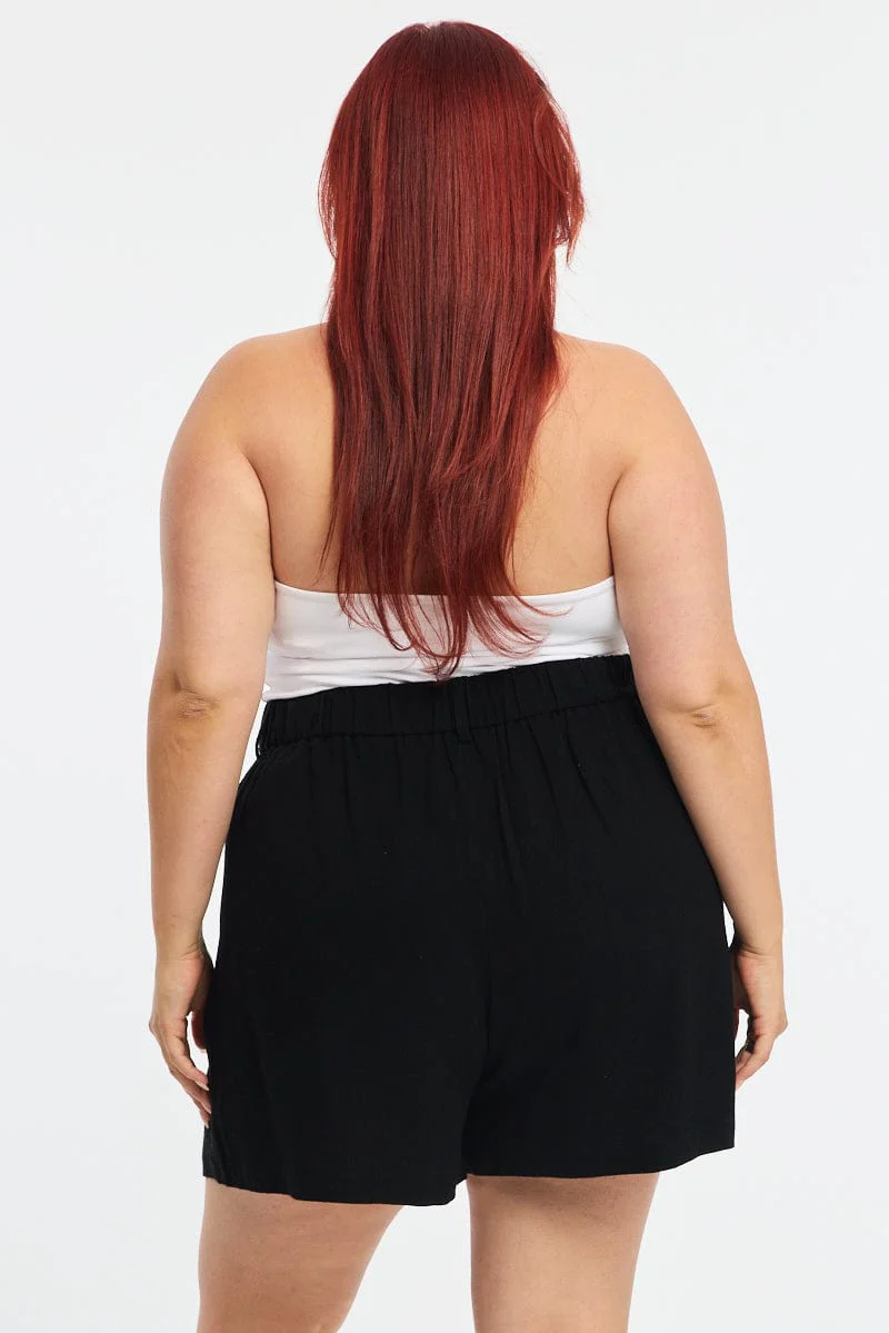 Black Bermuda Shorts Elastic Waist - Image 5
