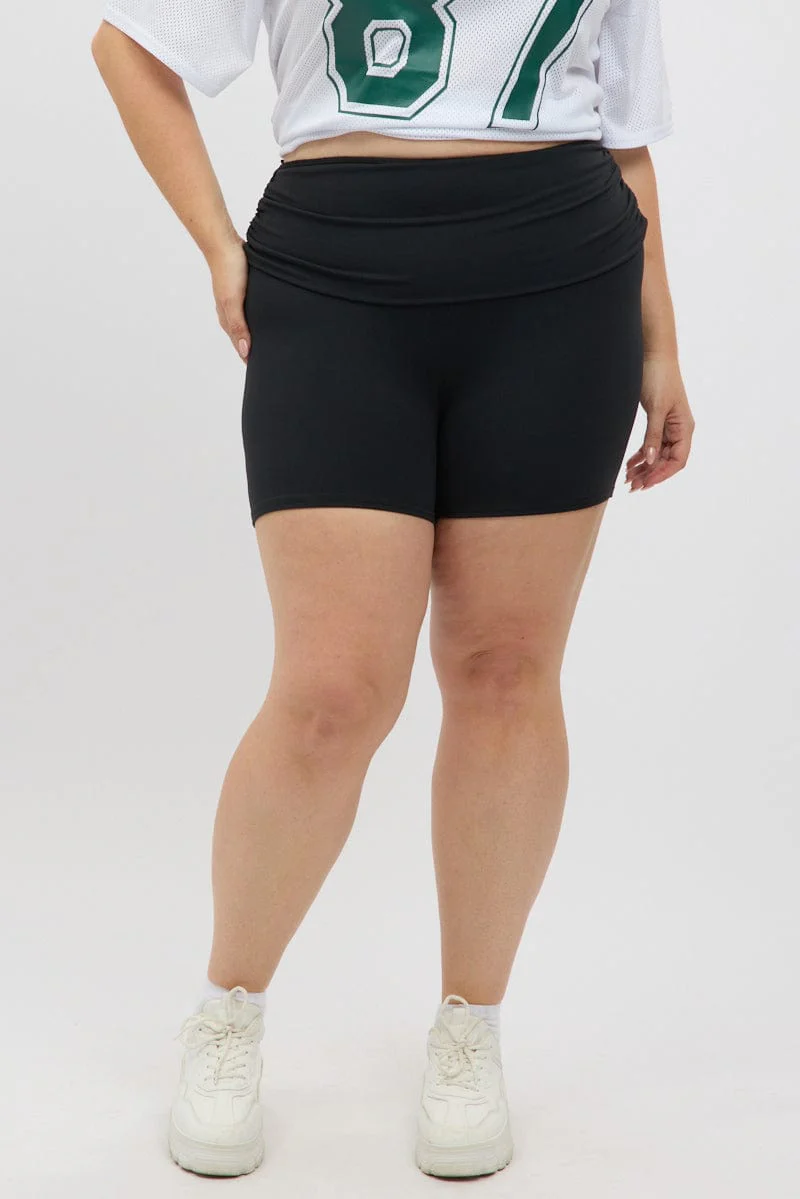 Black Bike Shorts Fold Up waist - Image 3