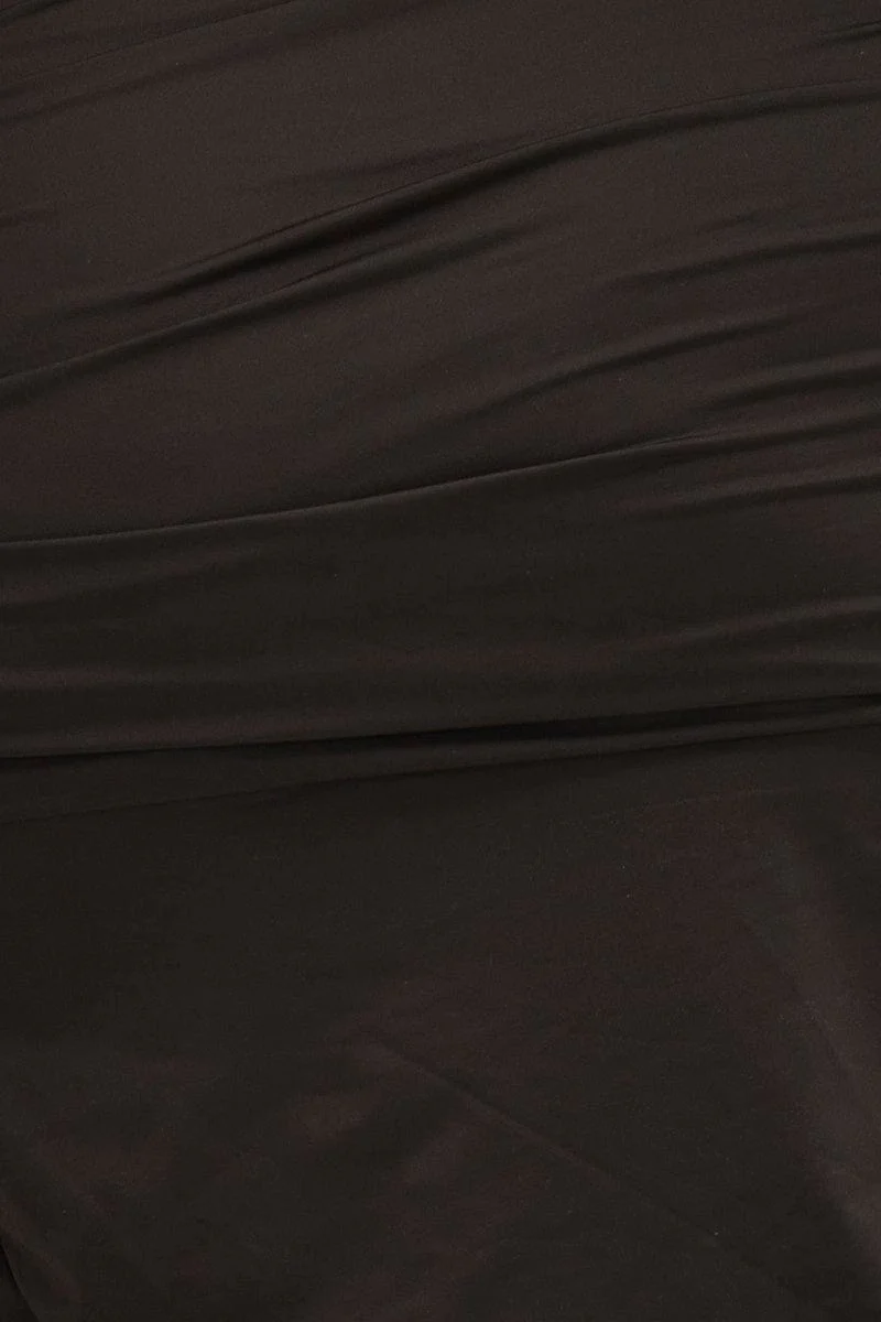 Black Jersey Sleeveless Ruched Bodycon Midi Dress - Image 6