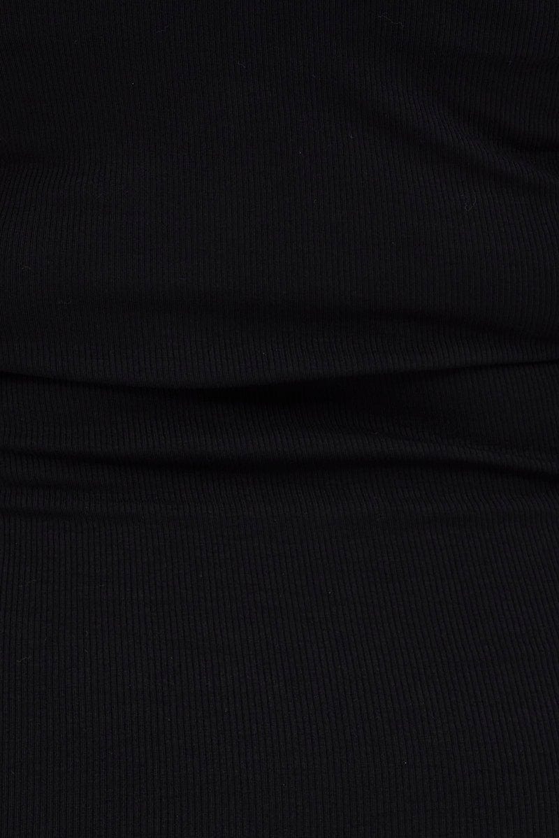 Black Bodycon Dress Rib Jersey Sleeveless Midi - Image 6