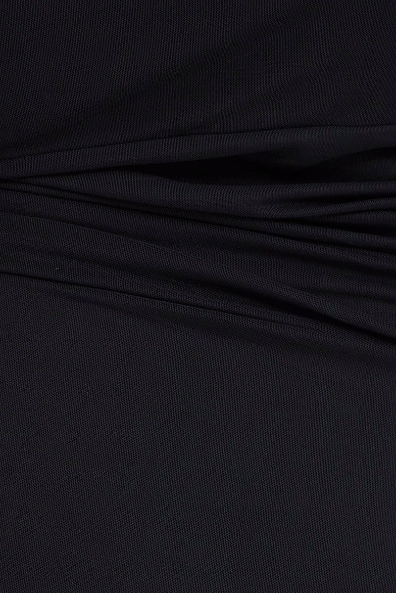 Black Bodycon Dress Sleeveless Midi Mesh - Image 6