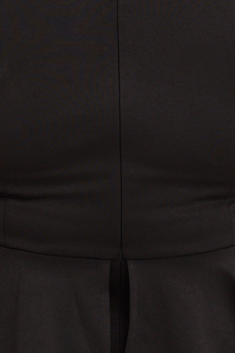 Black Bodycon Dress Square Neck Long Sleeve Jersey - Image 6