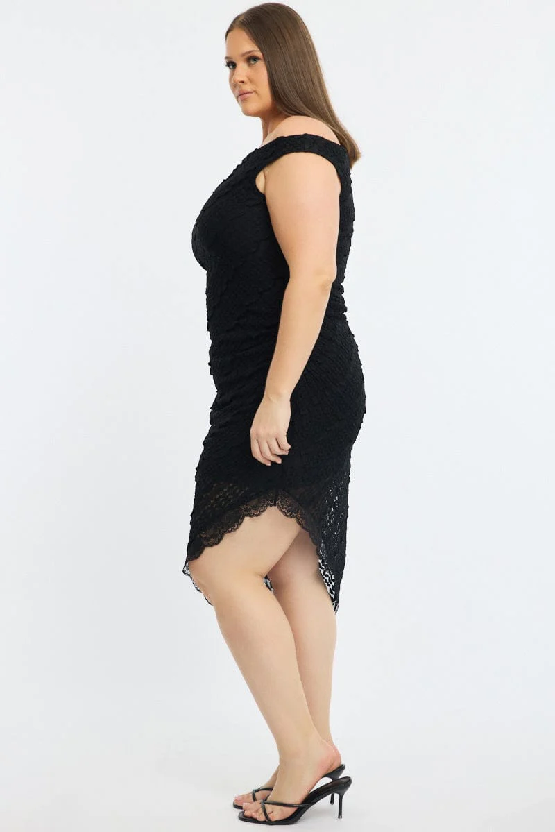 Black Bodycon Lace Dress - Image 3