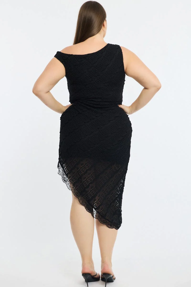 Black Bodycon Lace Dress - Image 4