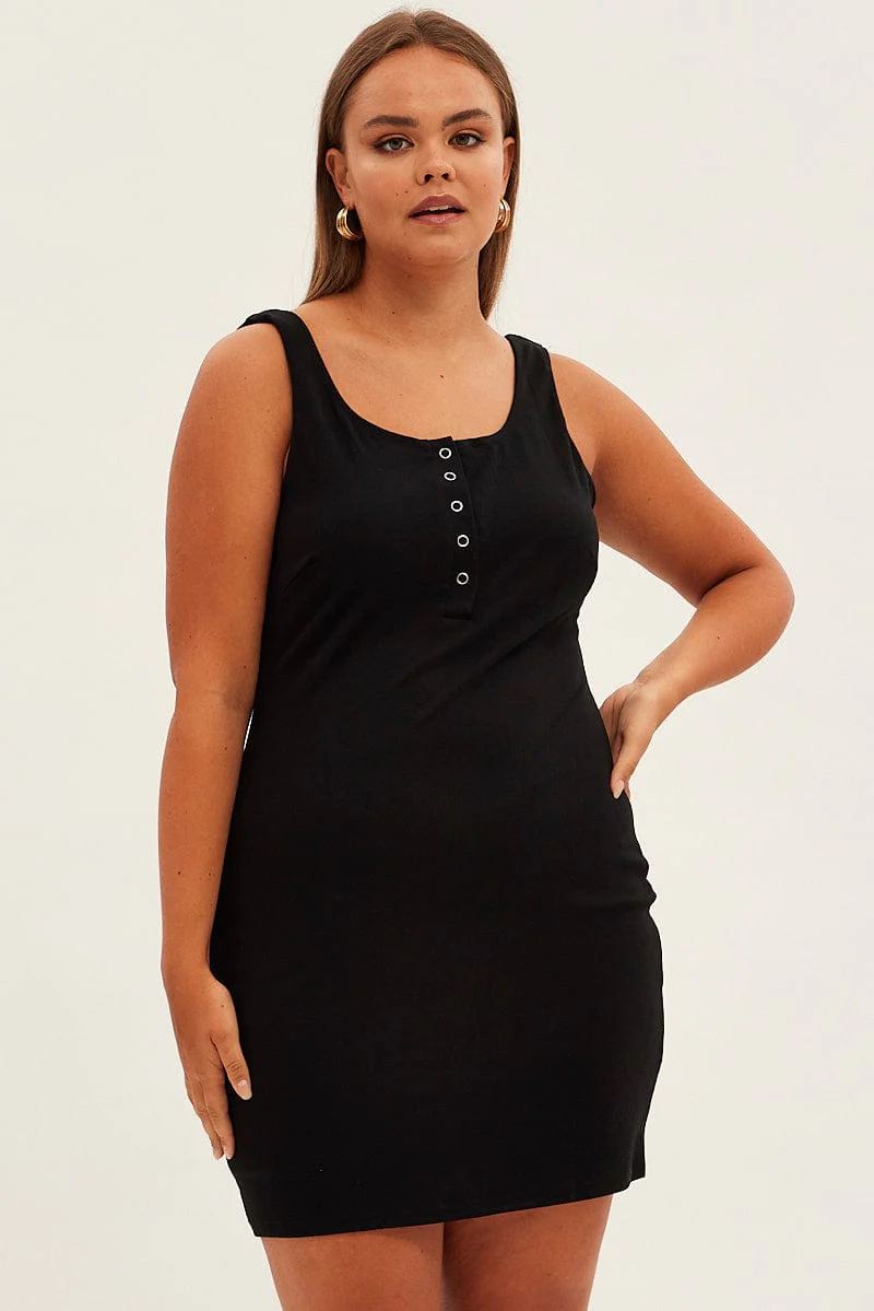 Black Bodycon Sleeveless Mini Dress - Image 3