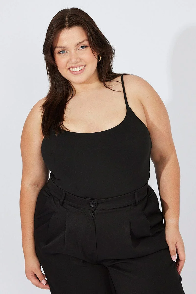 Black Bodysuit Scoop Neck Supersoft - Image 2