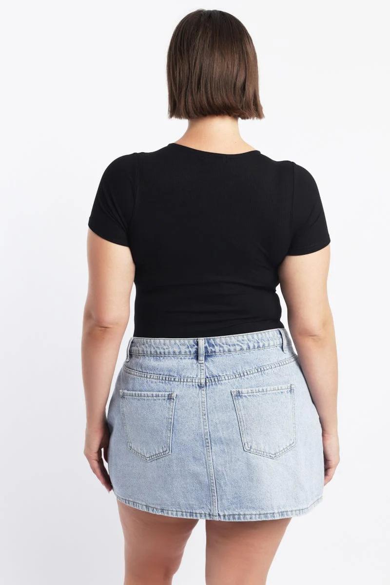 Black Bodysuit Short Sleeve Button down - Image 3