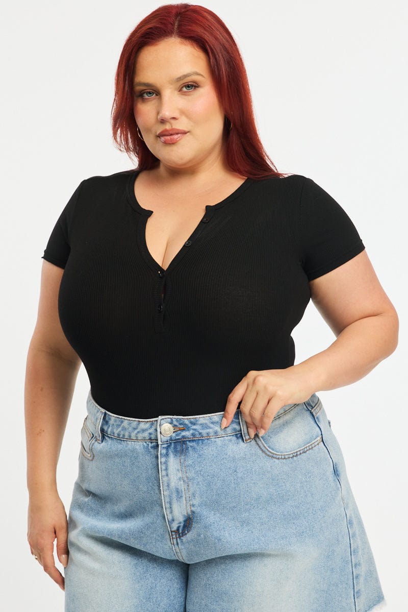 Black Bodysuit Short Sleeve