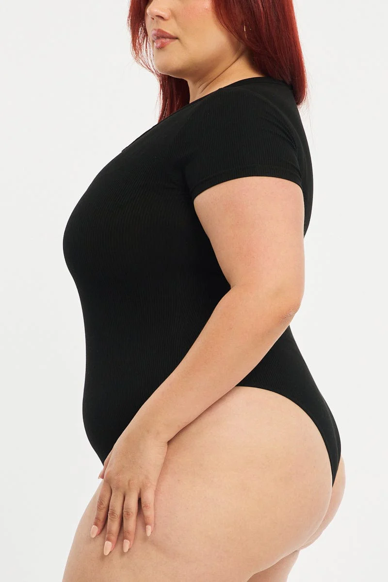 Black Bodysuit Short Sleeve - Image 2
