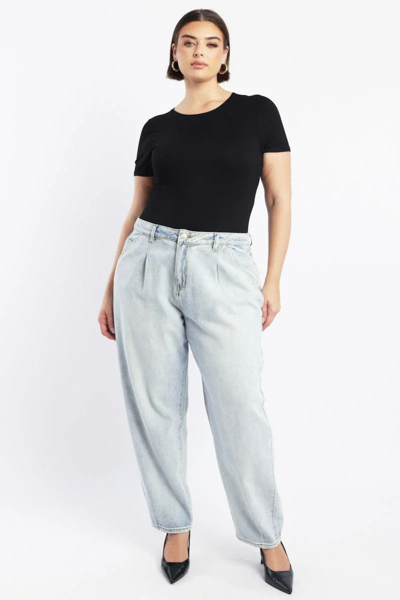 Black Bodysuit Short Sleeve Crew Neck Modal - Image 2