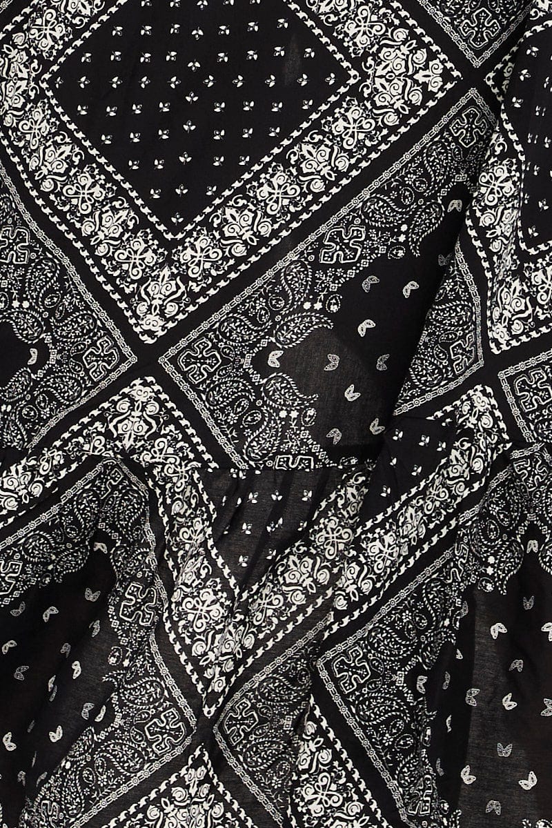 Black Boho Maxi Dress Bandana Button Front High Low - Image 6