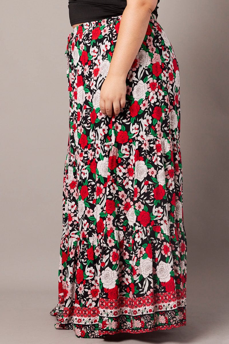 Black Boho Maxi Skirt High Waist Tiered - Image 4