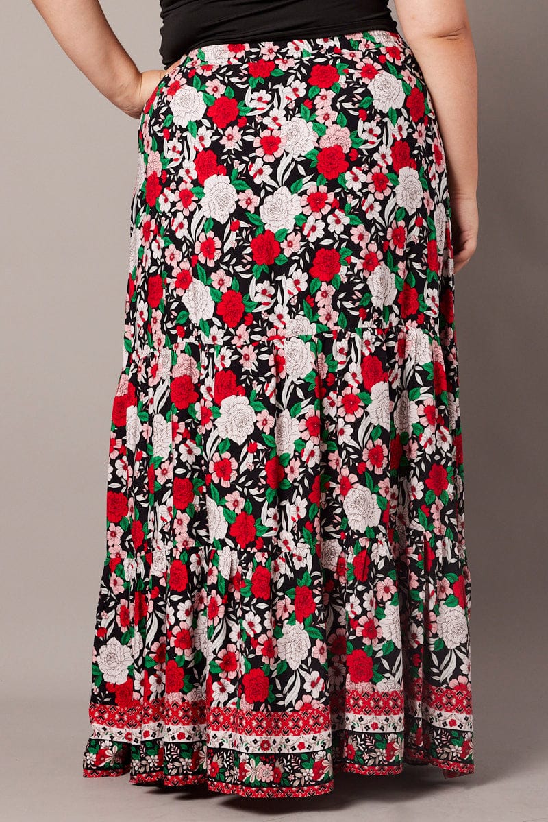 Black Boho Maxi Skirt High Waist Tiered - Image 5