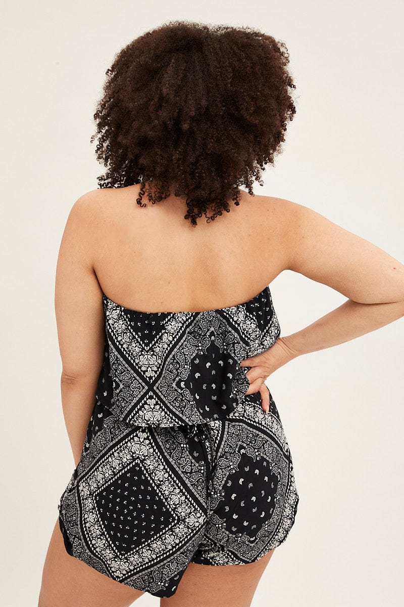 Black Boho Peasant Playsuit Boob Tube - Image 5
