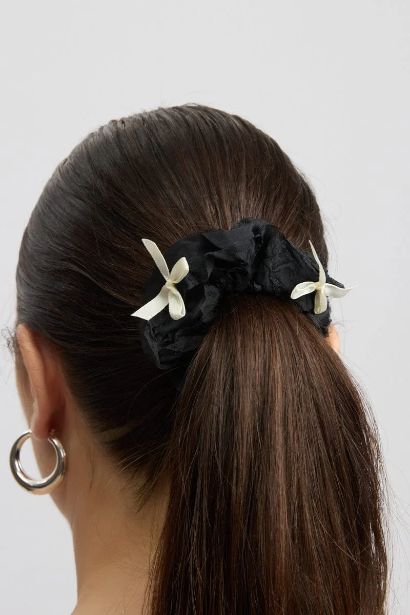 Black Bow Detail Scrunchies