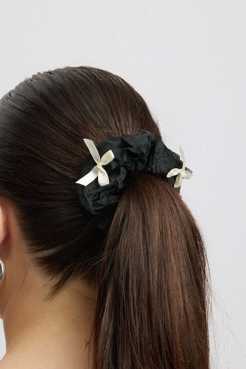 Black Bow Detail Scrunchies - Image 2