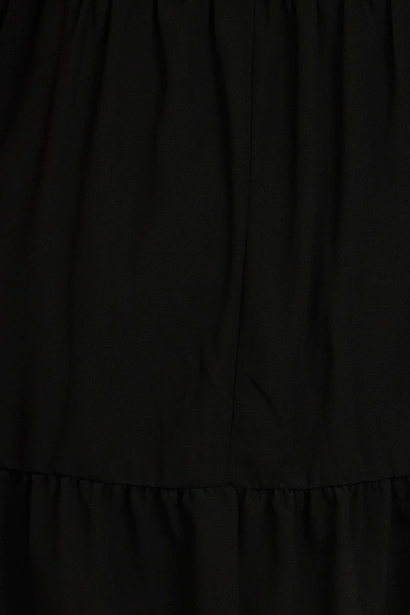 Black Bow Front Shirred Waist Mini Dress - Image 6