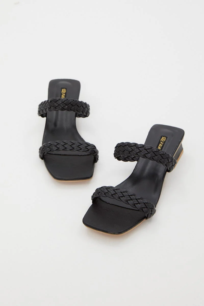 Black Braided Mules