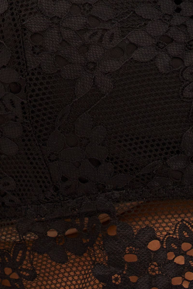 Black Bralette Top Shoestring Strap Lace - Image 6