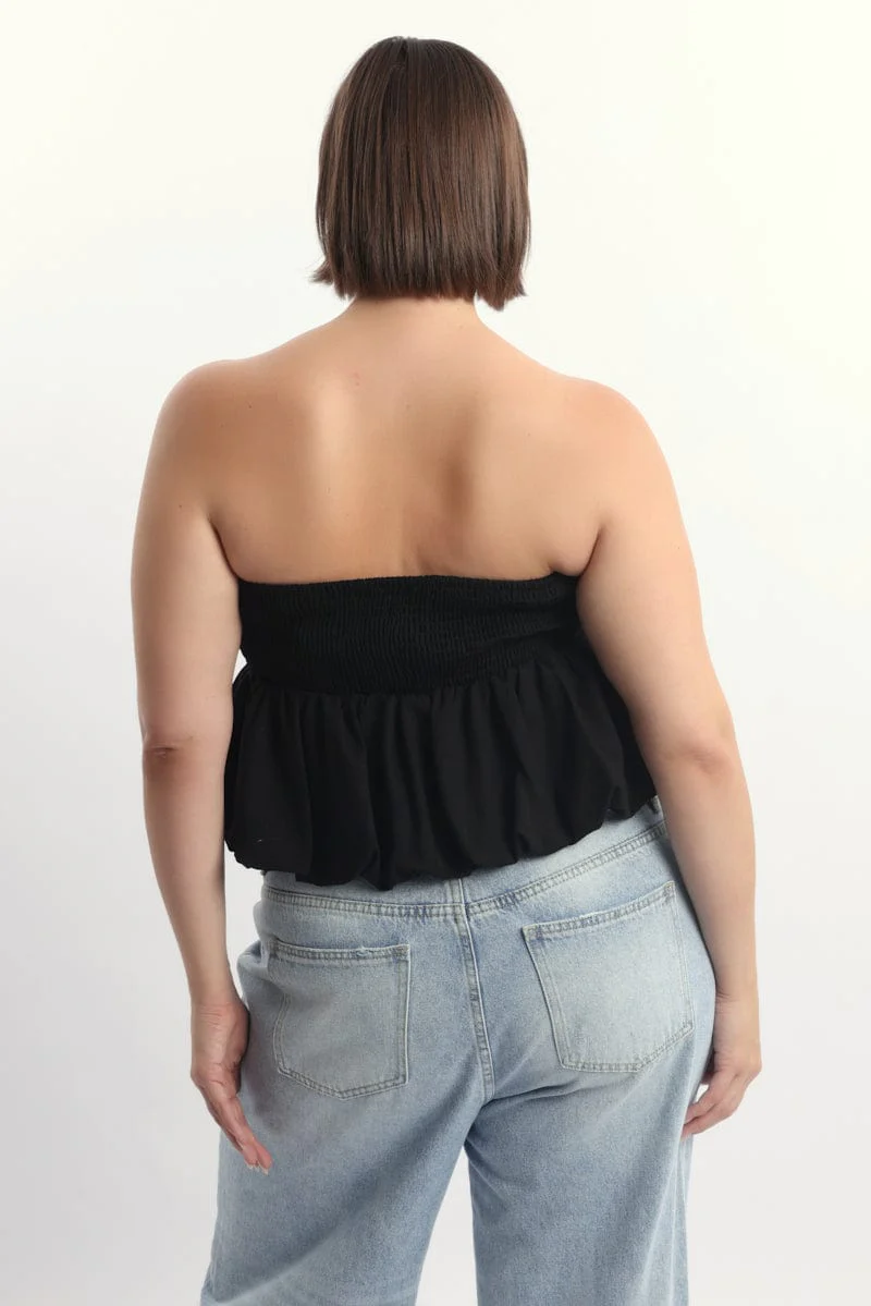 Black Bubble Hem Boob Top Strapless - Image 4