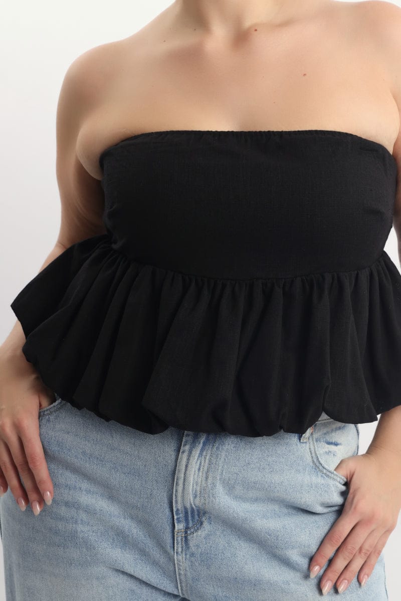 Black Bubble Hem Boob Top Strapless - Image 5