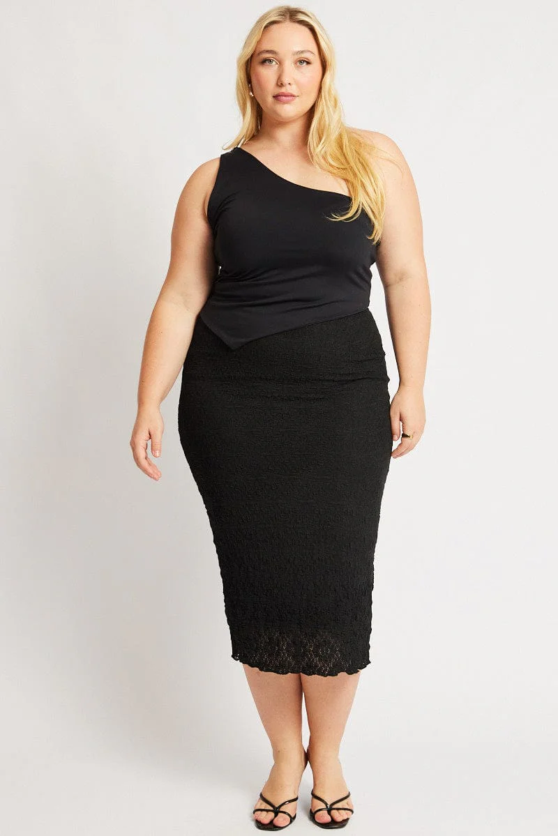 Black Bubble Lace Texture Skirt - Image 2