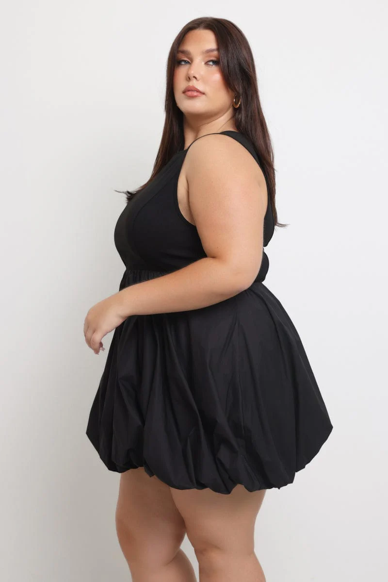 Black Bubble Mini Dress - Image 3