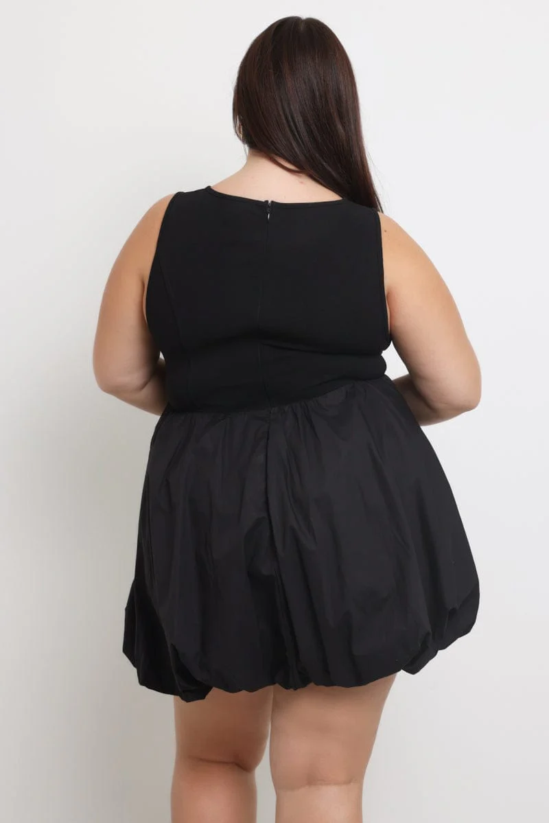 Black Bubble Mini Dress - Image 4