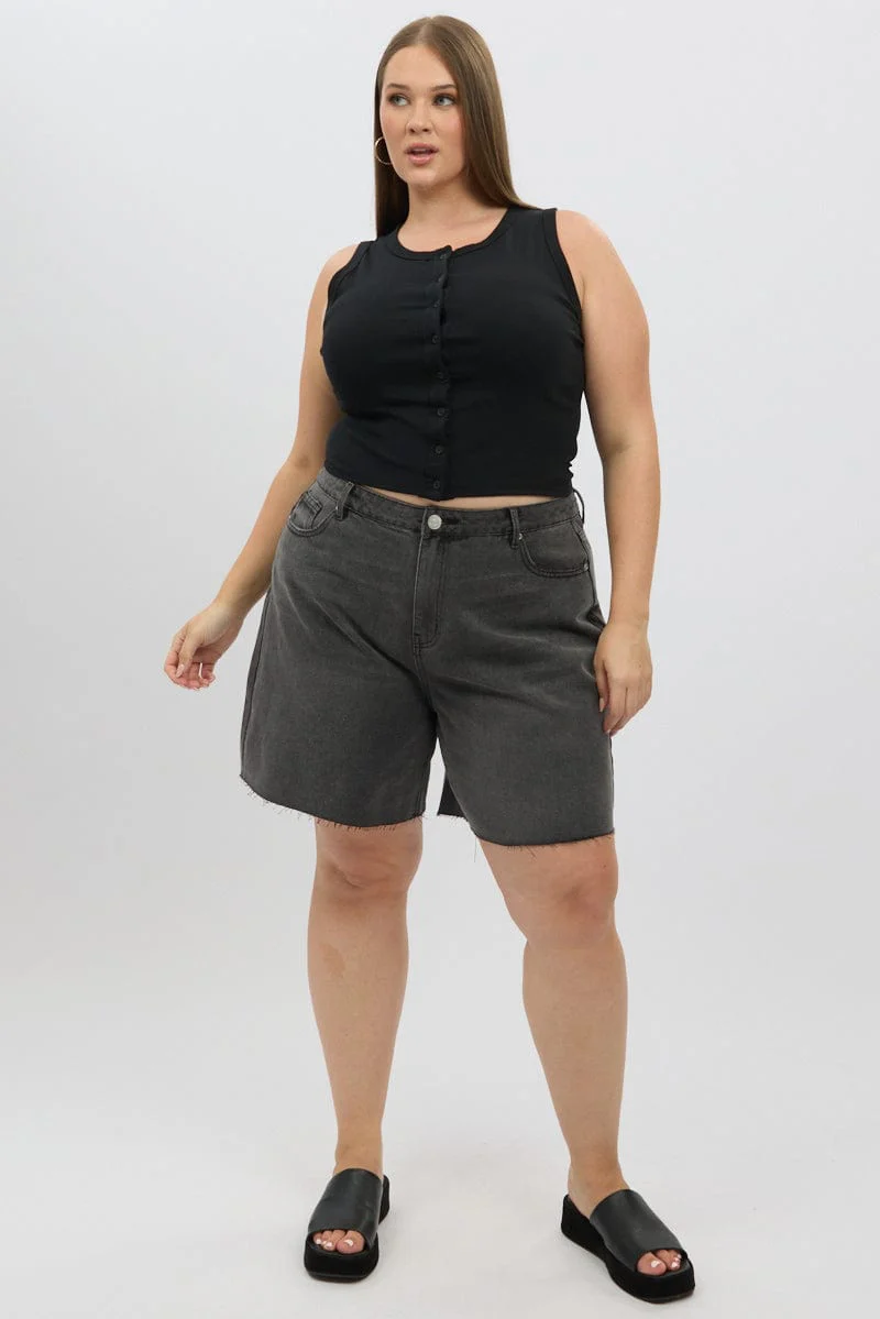 Black Button tank Top - Image 3