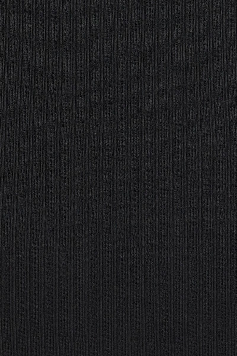 Black Button Top Short Sleeve Textured Rib - Image 6