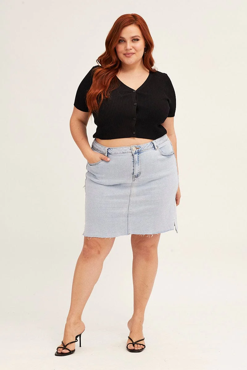Black Cardigan Short Sleeve Ribbed Crop Knit - Image 2