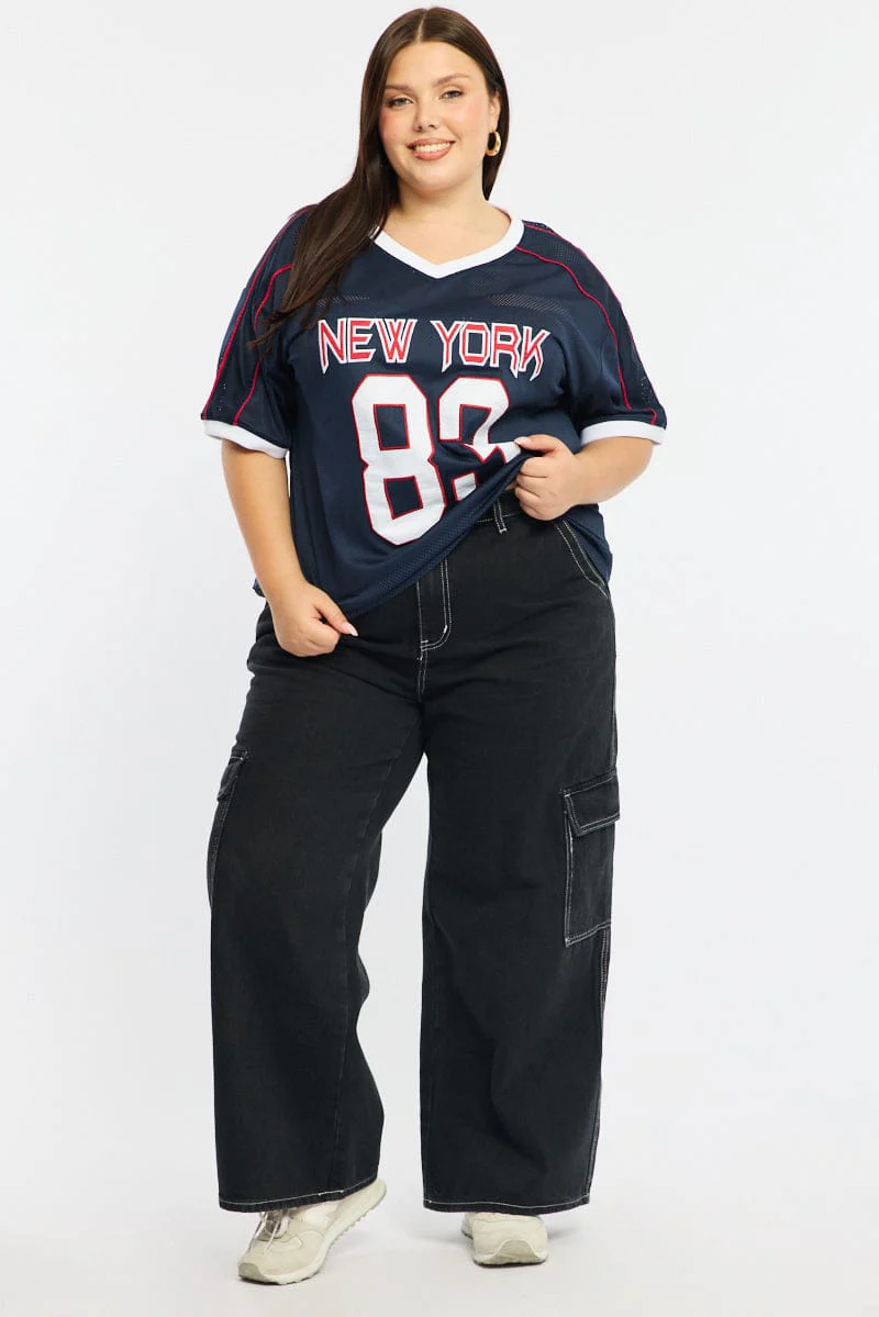 Black Cargo Jeans High Rise