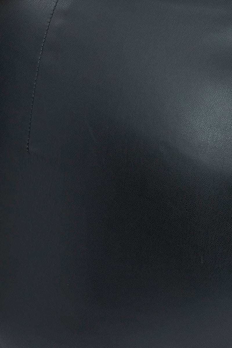 Black Cargo Pants Straight Fit High Rise Faux Leather - Image 7