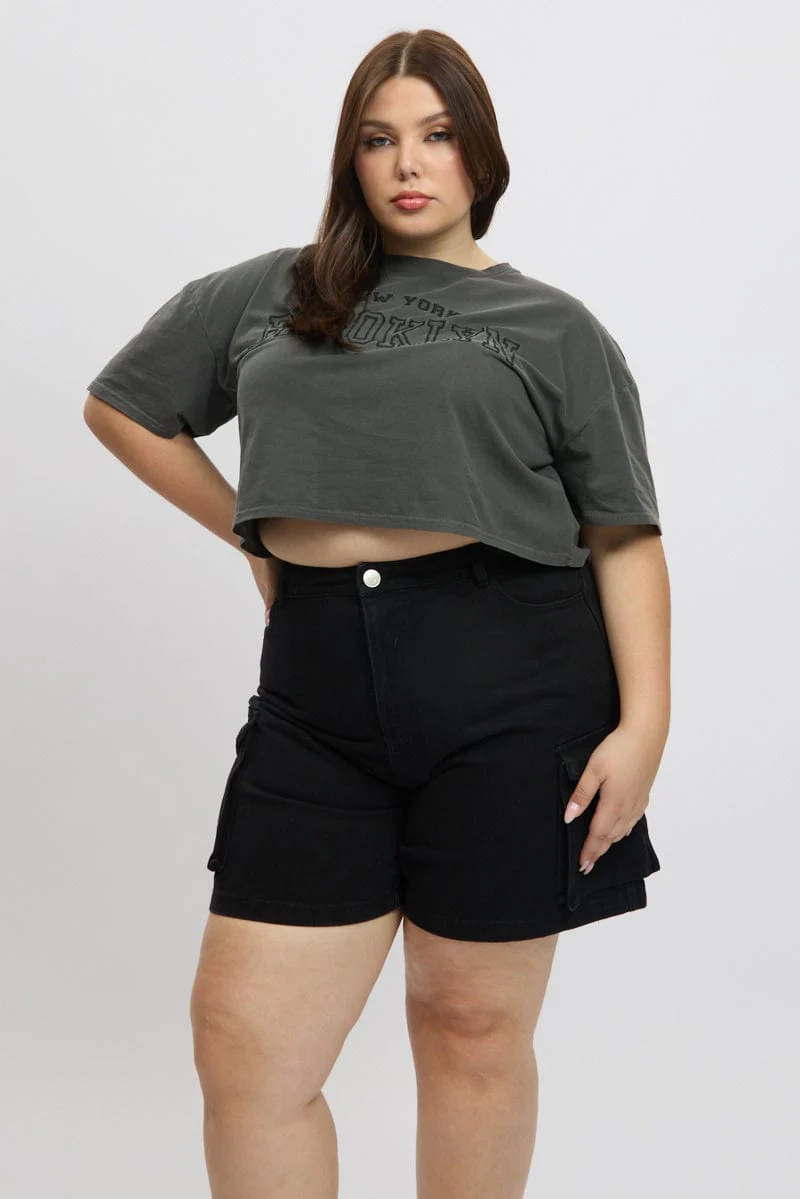 Black Cargo Shorts High Rise - Image 2
