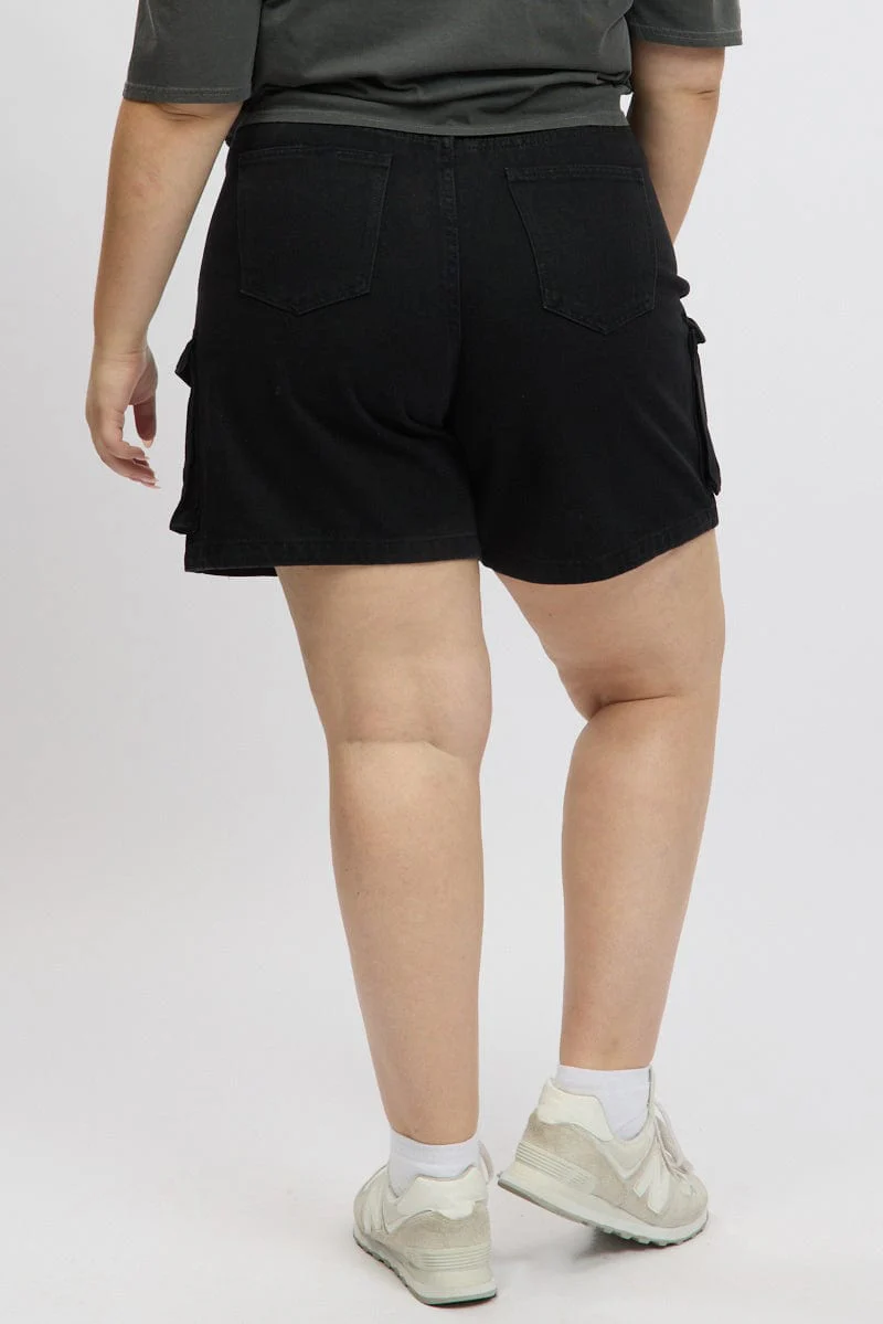 Black Cargo Shorts High Rise - Image 5