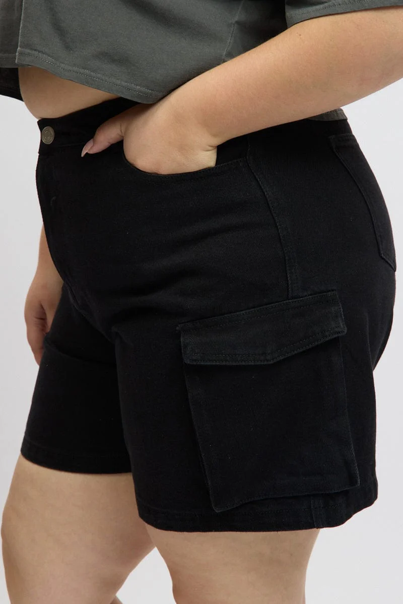 Black Cargo Shorts High Rise - Image 6