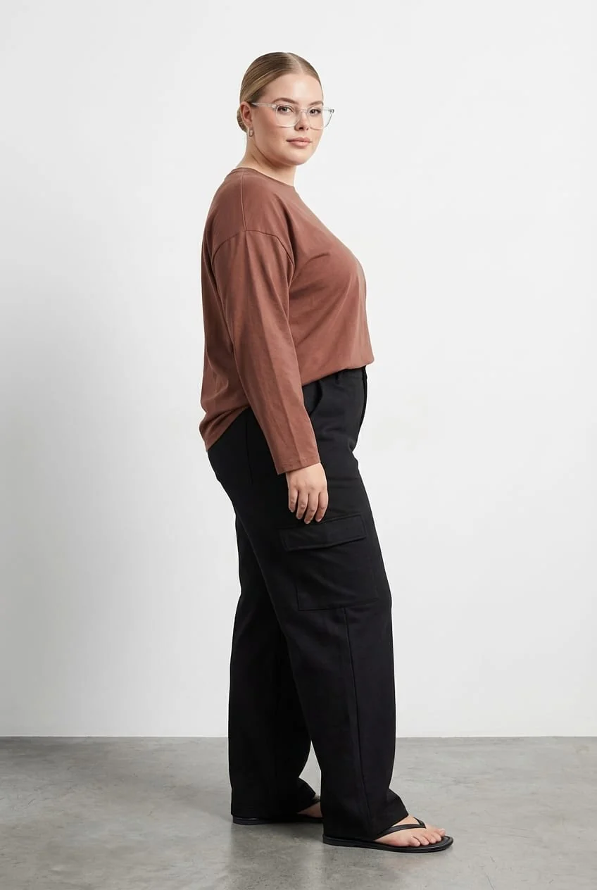 Black Cargo Track Pants Long - Image 4