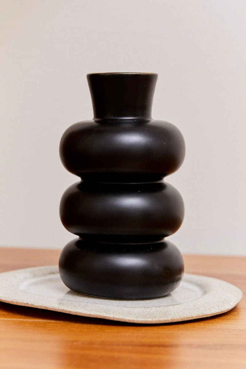 Black Ceramic Taper Vase - Image 2