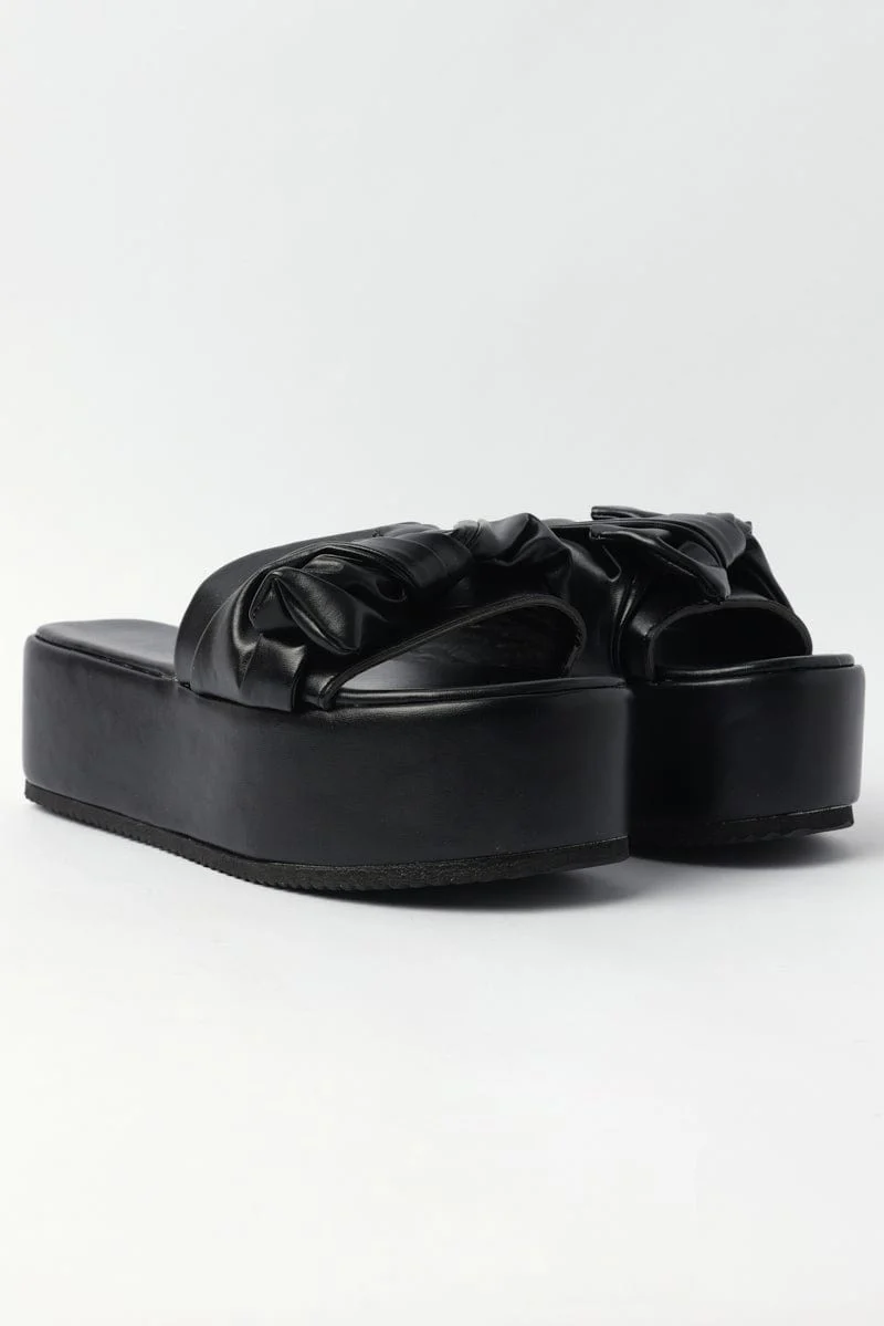 Black Chunky Mule Sandals - Image 2