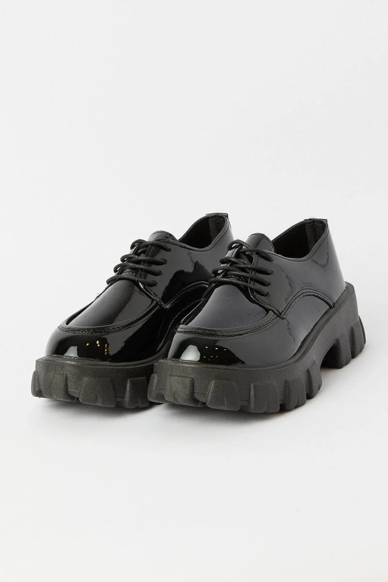 Black Chunky Sole Flat Loafer