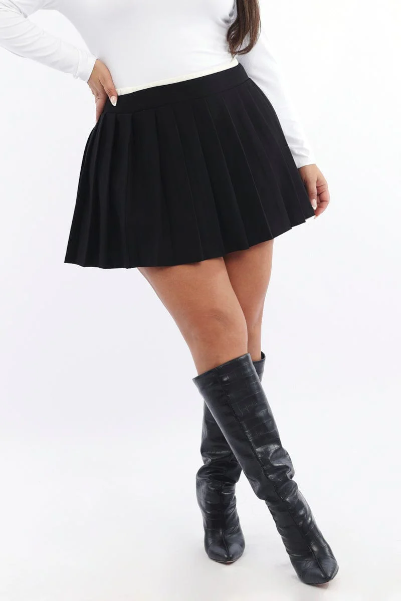 Black Contrast Waist Tennis Skirt - Image 2
