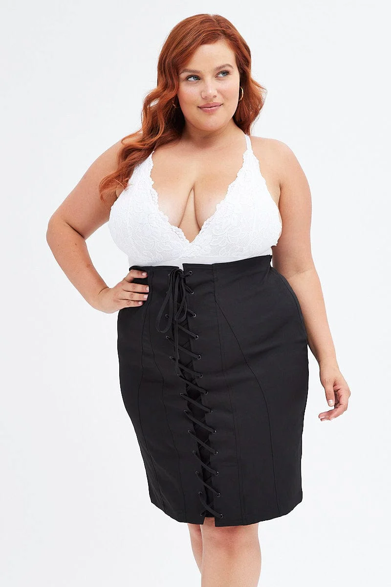 Black Corset Skirt High Waist Mini Stretch - Image 6