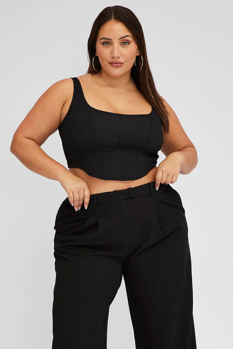 Black Corset Top Round Neck - Image 2